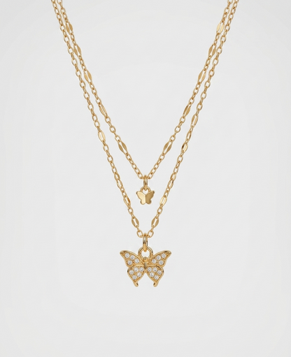 the double butterfly layered necklace