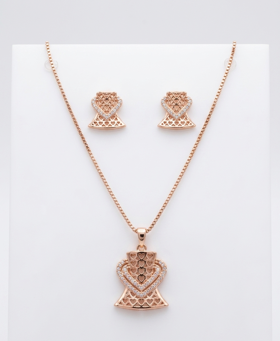 Rose gold Aura Heart Pendant & Earring Set