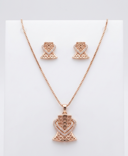 Rose gold Aura Heart Pendant & Earring Set