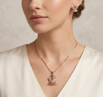 Rose gold Aura Heart Pendant & Earring Set