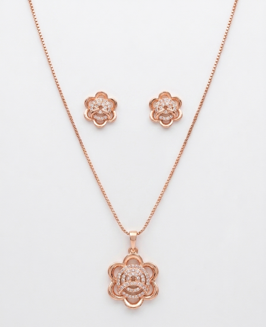 Rose Blossom Pendant & Earrings