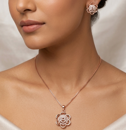 Rose Blossom Pendant & Earrings