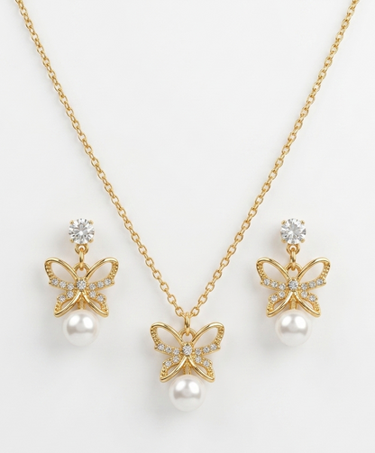 Monarch Pearl Necklace & Earrings Set