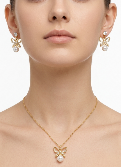 Monarch Pearl Necklace & Earrings Set