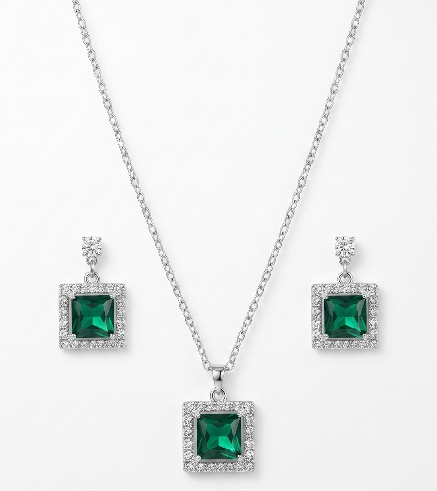 Emerald Square Jewelry Set