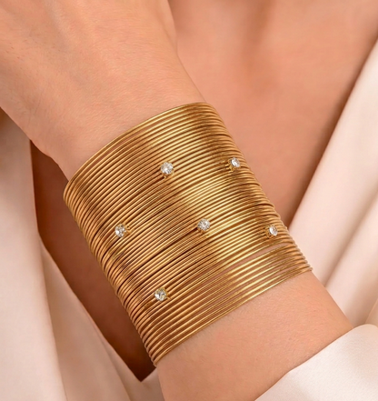 the Cleopatra multi wire cuff bracelet with stones
