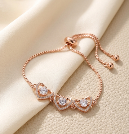 Rose Gold Trio Heart Bracelet