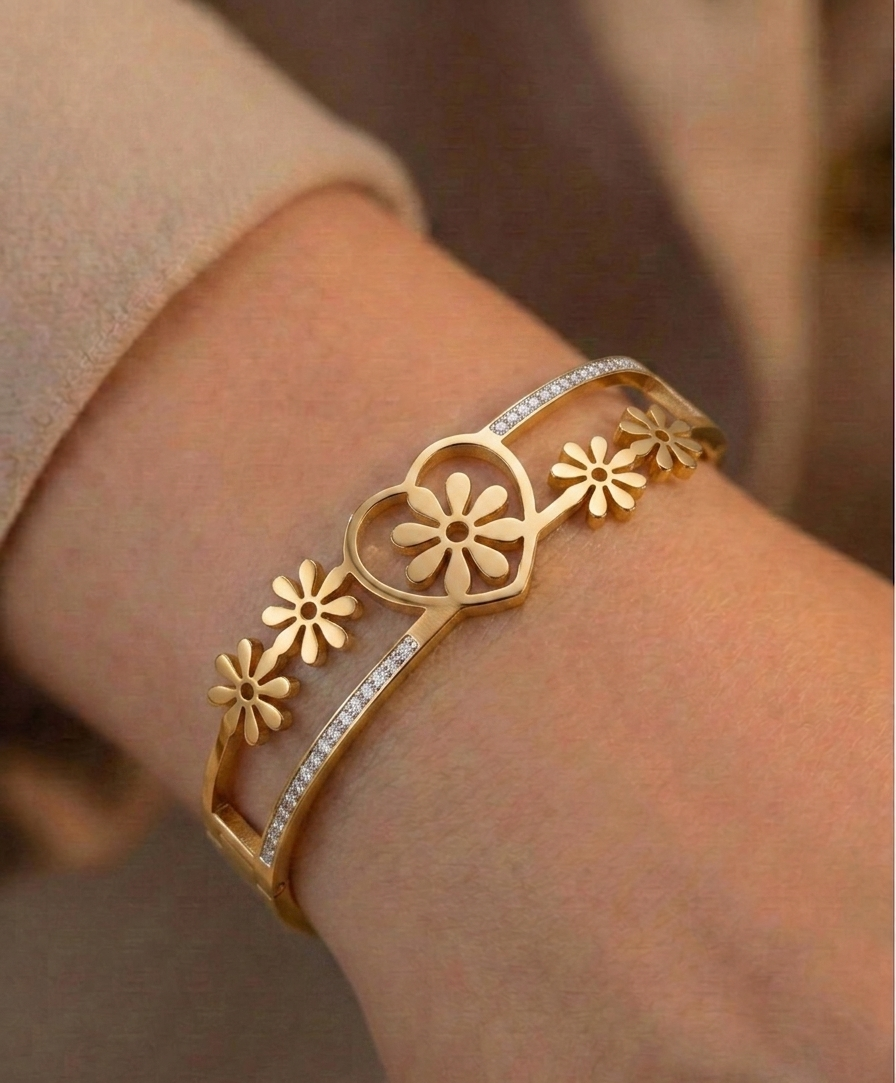 floral heart bracelet