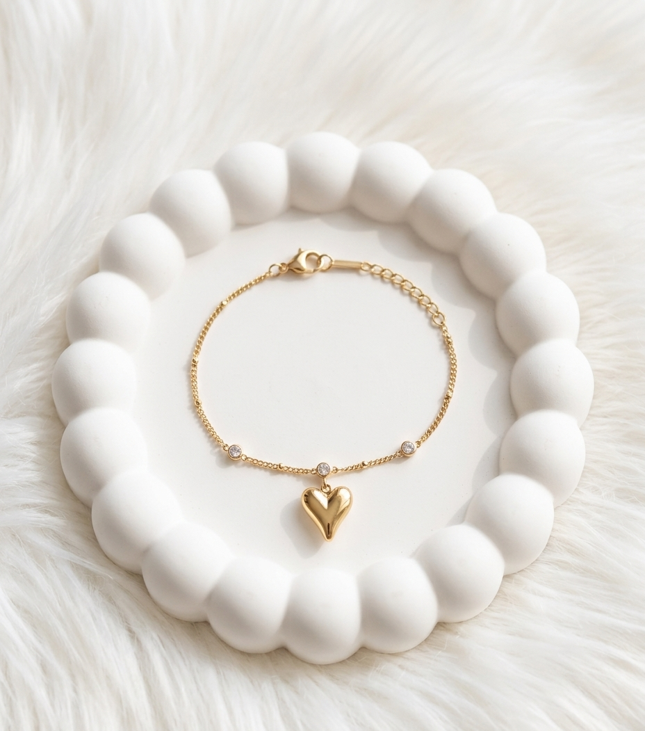Golden Heart Droplet Bracelet