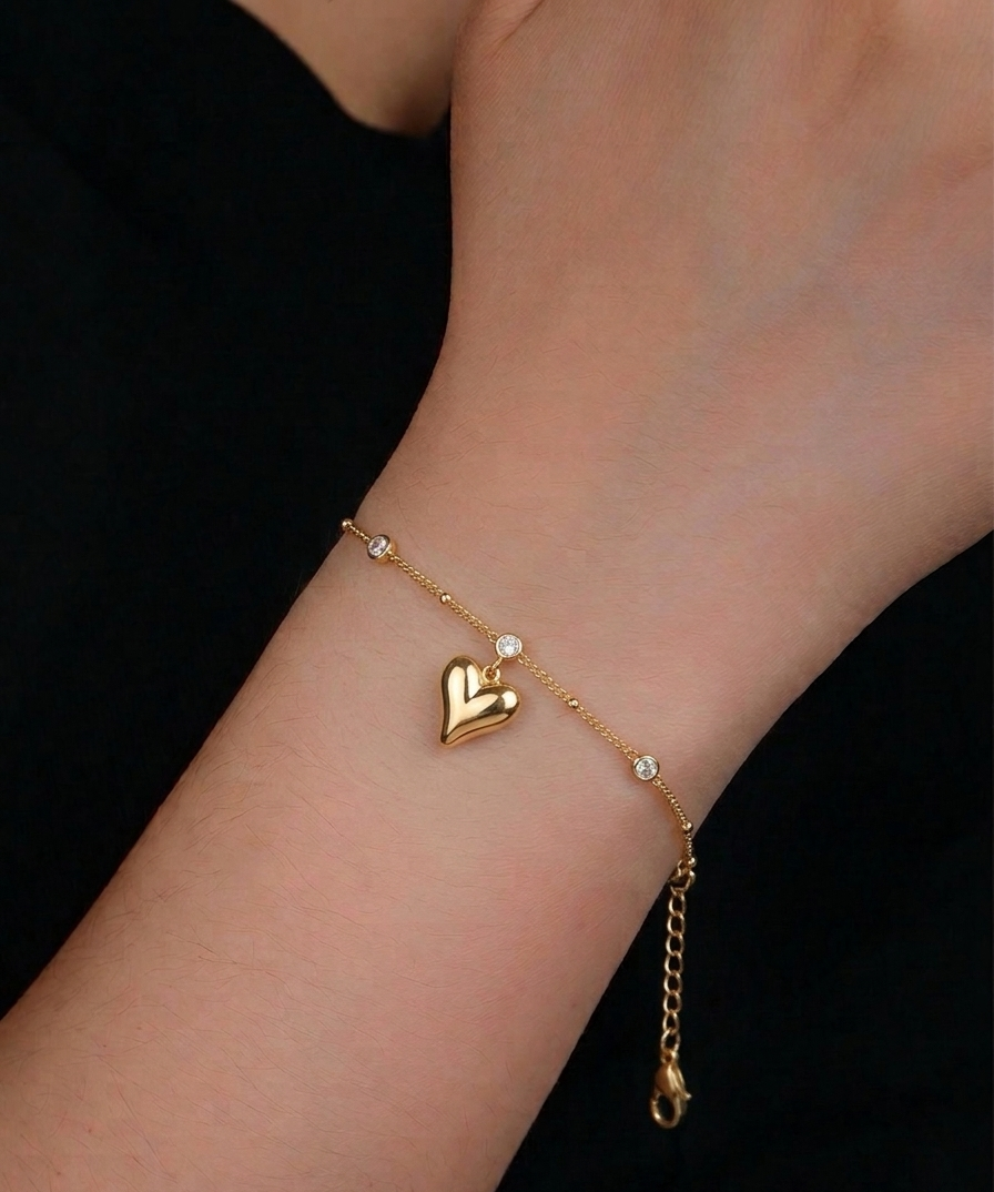 Golden Heart Droplet Bracelet
