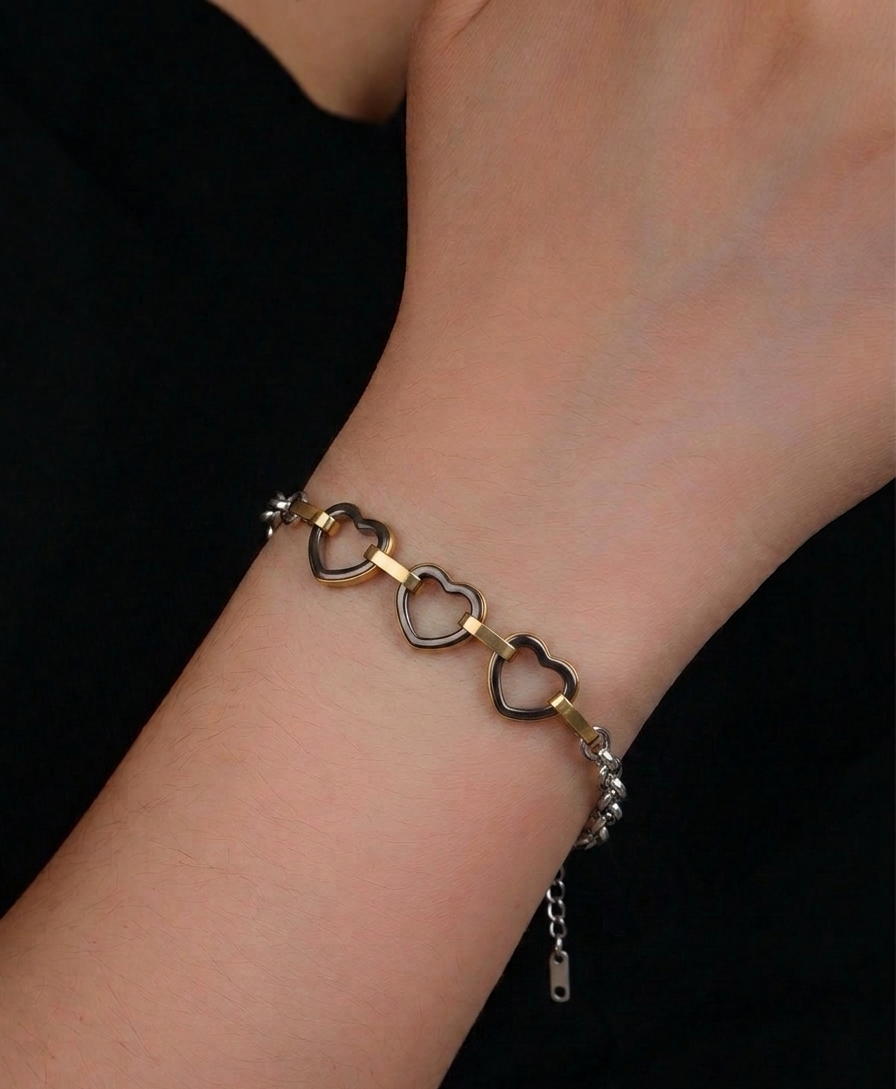 Triple Heart Chain Bracelet