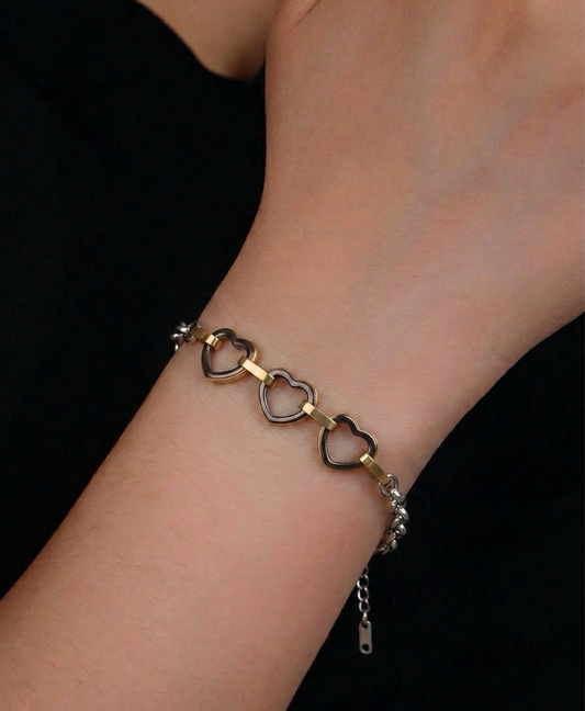 Triple Heart Chain Bracelet