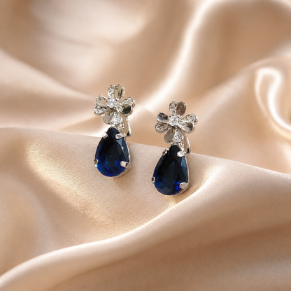 Royal Blue Blossom Drop Earrings