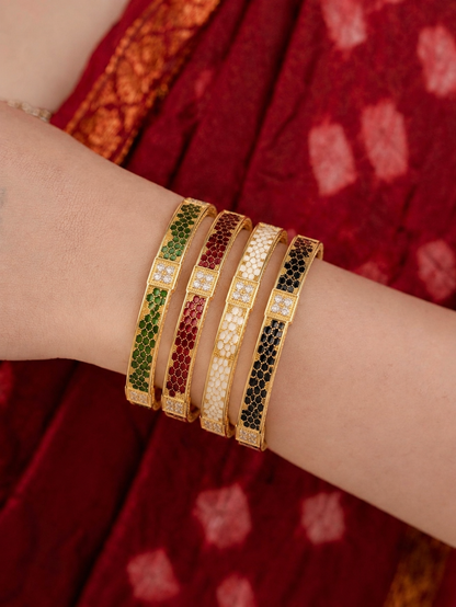 Tricolor Meenakari Gold Bangles
