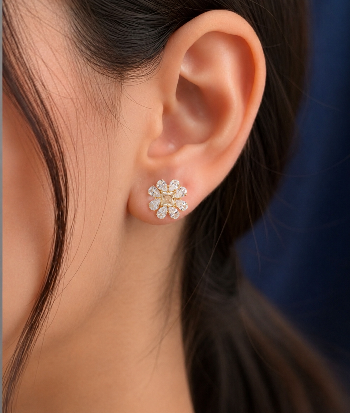 Golden Petal Halo Earrings