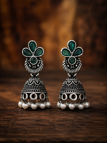 the silver trifolium jhumkas