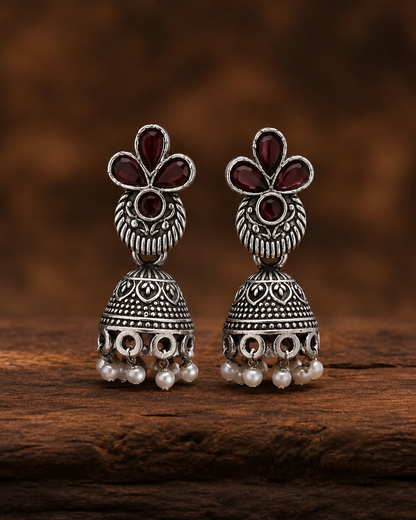 the silver trifolium jhumkas