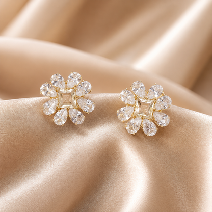 Golden Petal Halo Earrings