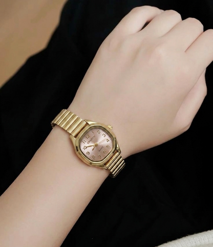 vintage watch pink dial golden