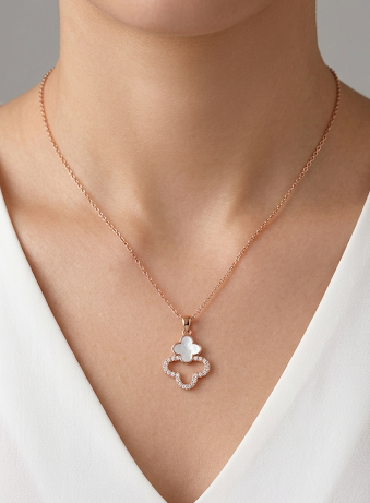 rosegold lumina leaf necklace